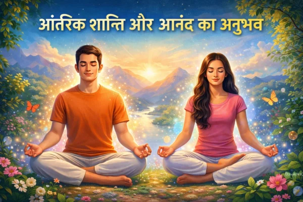 आंतरिक शांति और आनंद का अनुभव करते हुए ध्यान में बैठे व्यक्ति – Meditation और Mindfulness का चित्र