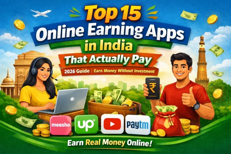Top 15 online earning apps in India that actually pay real money without investment including freelancing, cashback, and survey apps