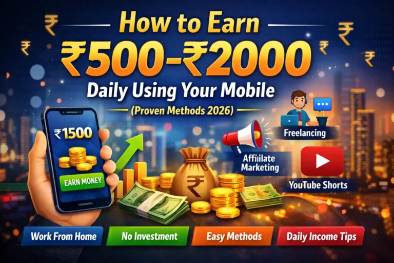 How to earn ₹500 to ₹2000 daily using mobile phone with freelancing, blogging and affiliate marketing methods in India
