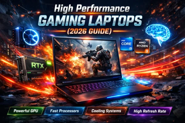 High performance gaming laptop with RTX GPU and Intel i9 processor 2026