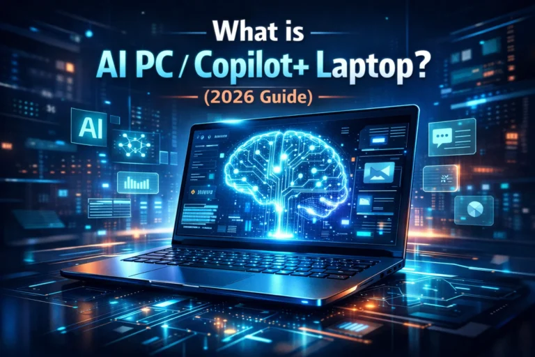 What is AI PC and Copilot+ laptop futuristic AI computer concept