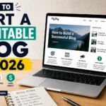 Step-by-step guide on how to start a profitable blog in 2026 with blogging tips, SEO, traffic, and monetization strategies