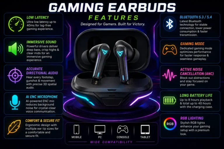 Best gaming earbuds in 2026 with low latency RGB wireless earbuds for BGMI Free Fire MAX and PC gaming