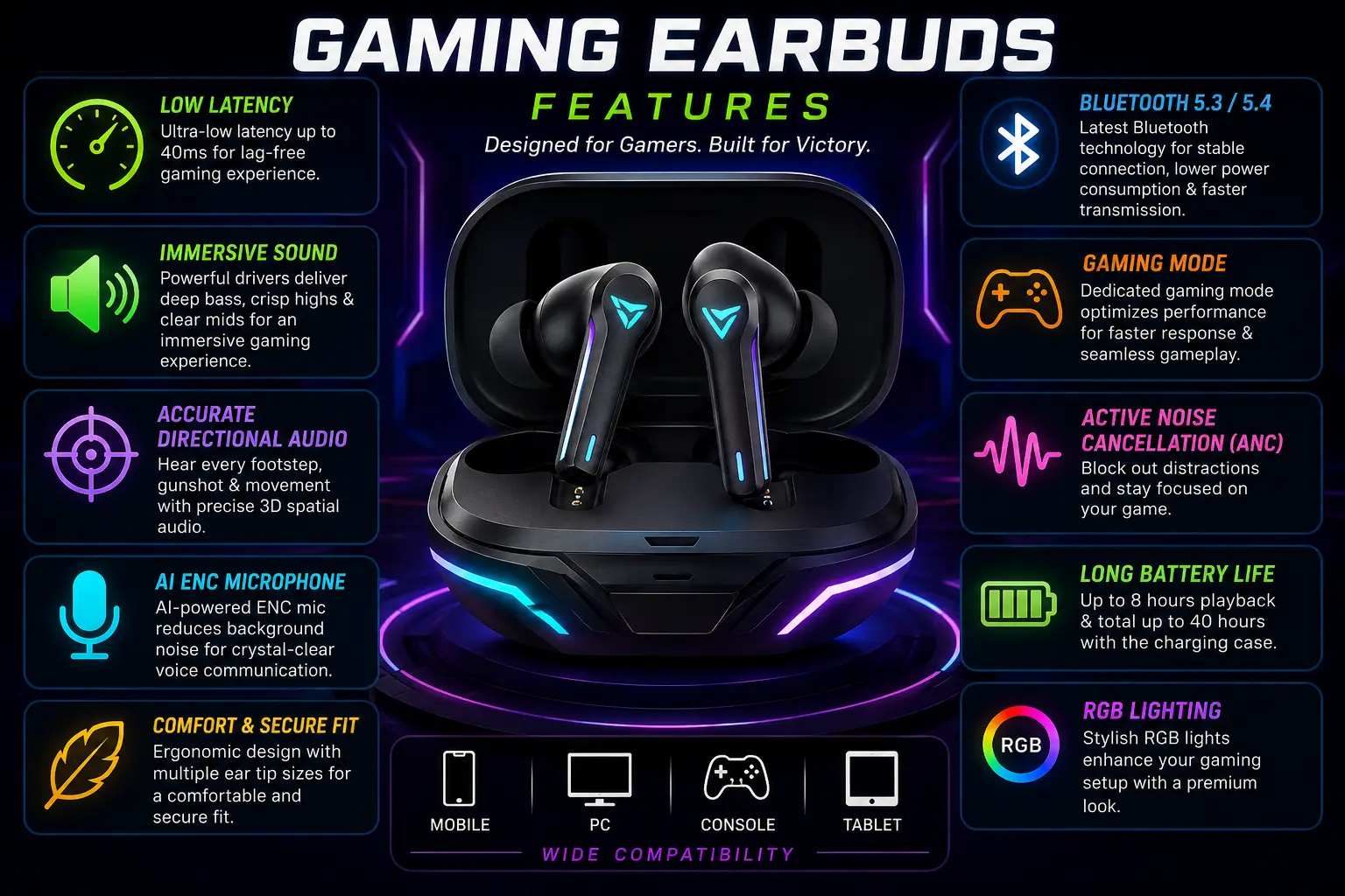 Best gaming earbuds in 2026 with low latency RGB wireless earbuds for BGMI Free Fire MAX and PC gaming