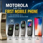 Motorola DynaTAC 8000X first mobile phone with smartphone evolution timeline and modern mobile devices