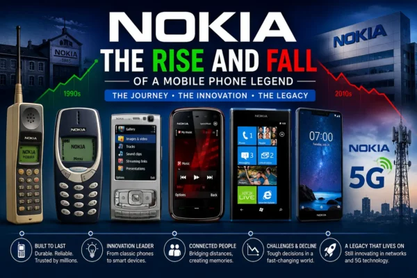 Classic Nokia mobile phones showing the rise and fall of Nokia in the smartphone industry