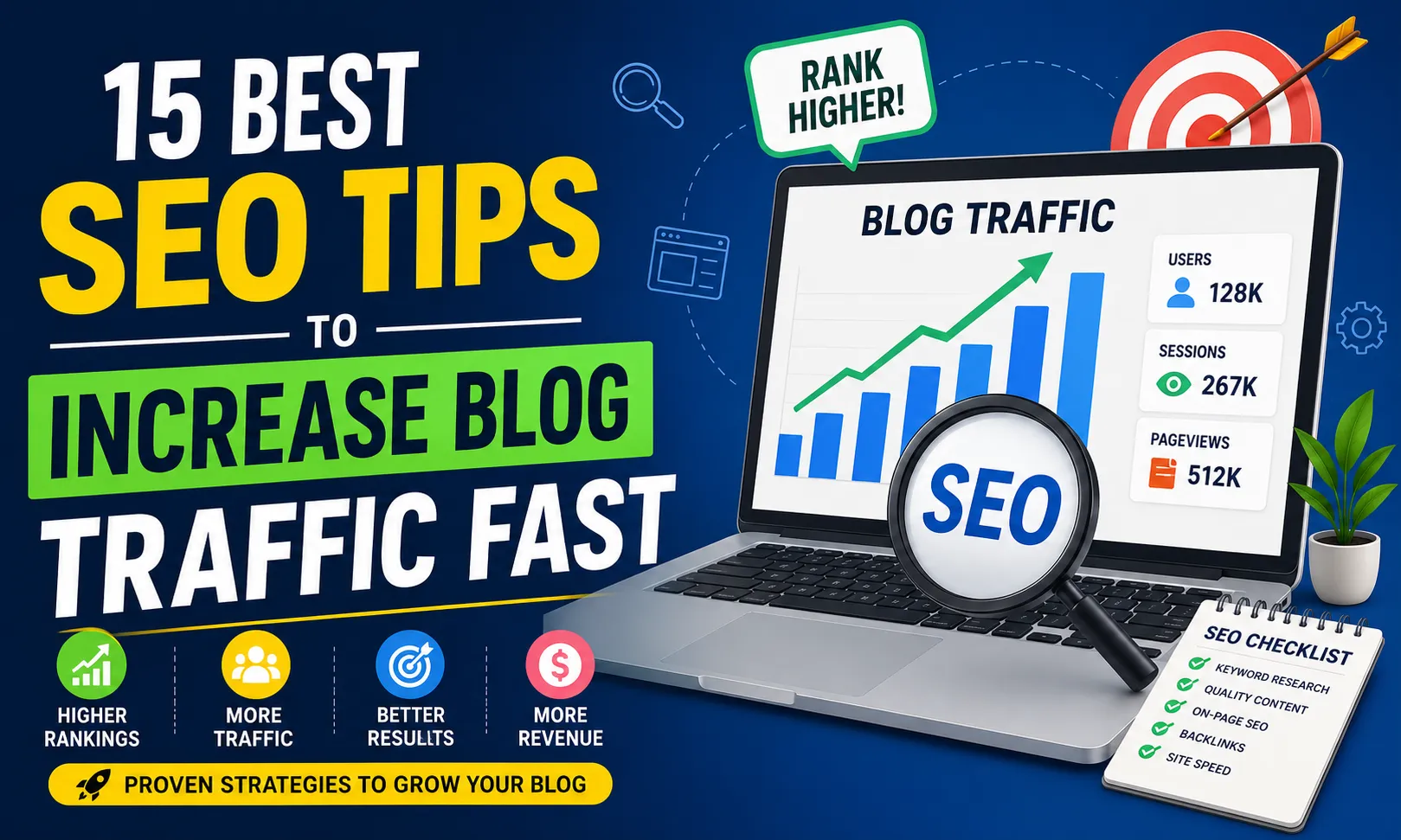 SEO tips to increase blog traffic fast with keyword research, backlinks, and content optimization strategies