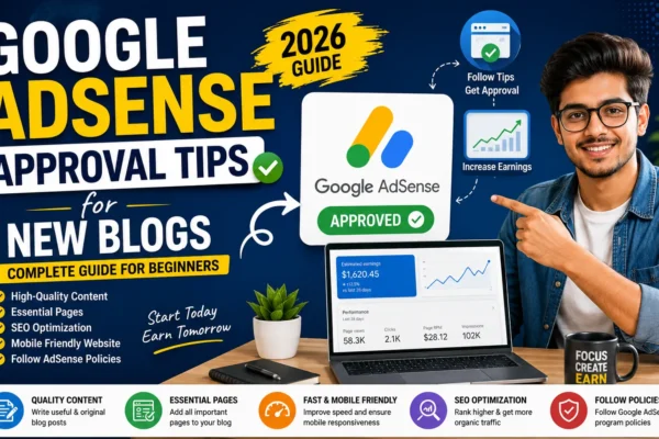 Google AdSense approval tips for new blogs with SEO, quality content, and website optimization guide in 2026