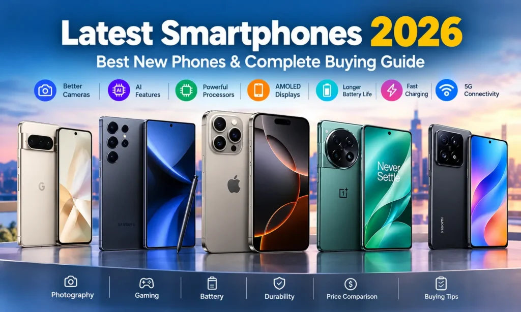 Latest smartphones 2026 featuring the best new phones, AI, cameras, 5G and battery technology