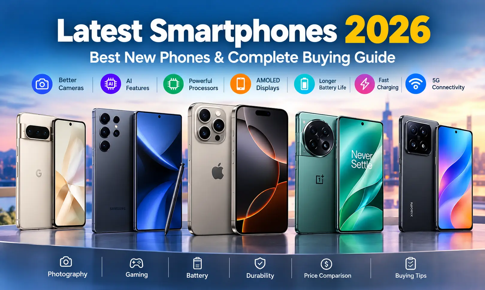 Latest smartphones 2026 featuring the best new phones, AI, cameras, 5G and battery technology